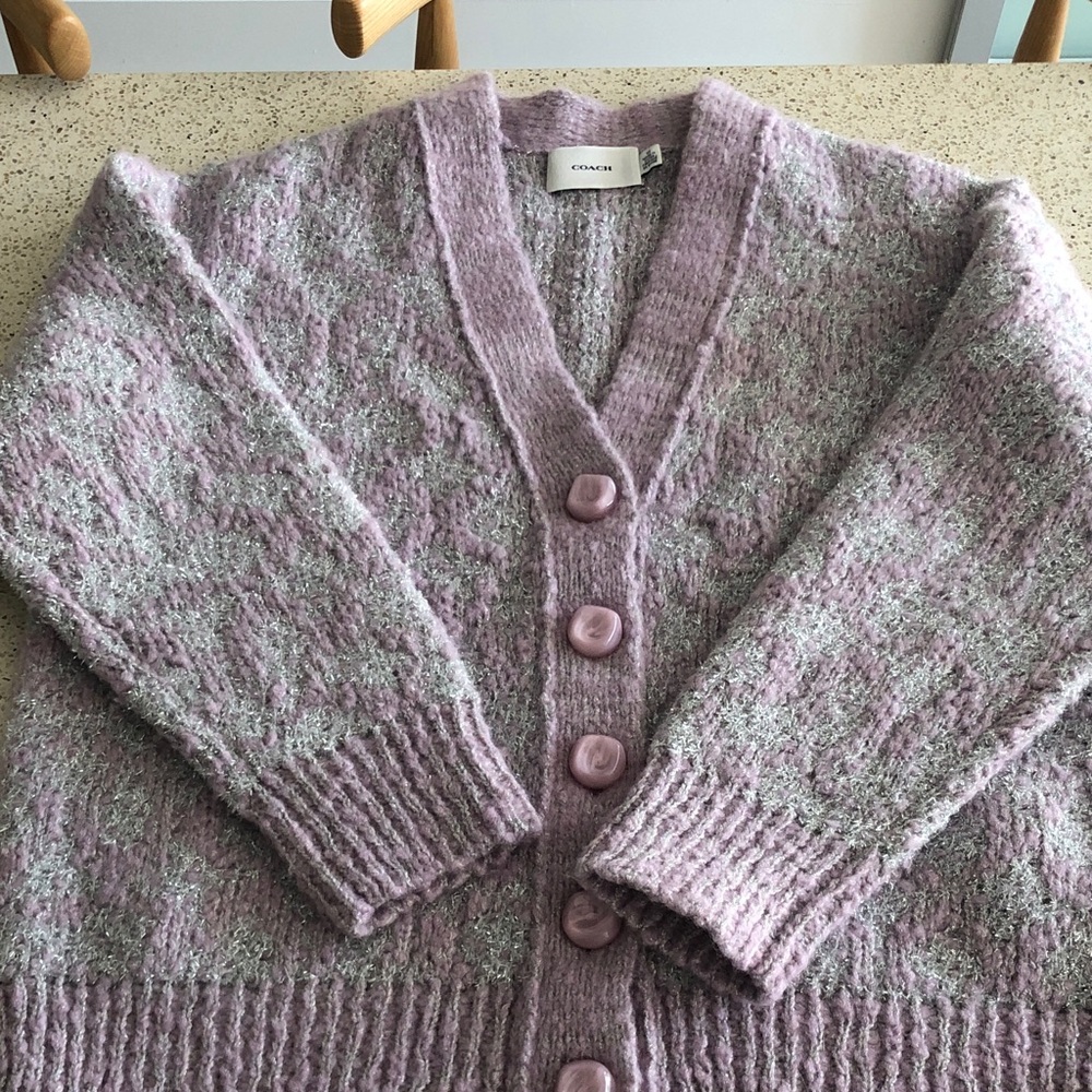 Coach Lavender Cardigan Sweater